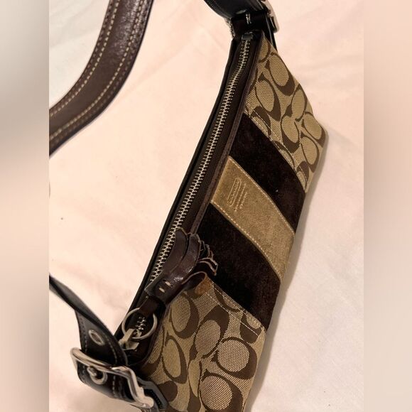 Coach Y2K Brown Signature Demi Suede East West Mini Bag - Picture 9 of 12